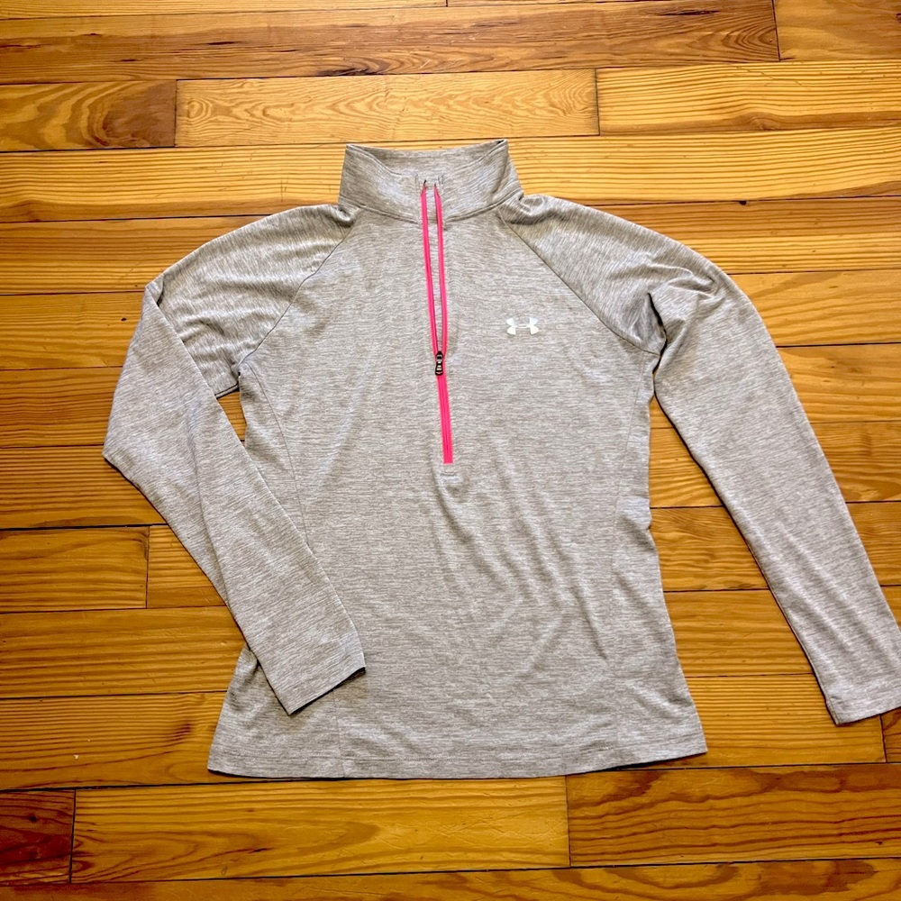 Under Armour | quarter zip lightweight pullover with pink zipper